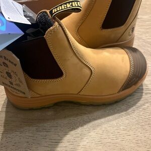 ROCKROOSTER Wide Work Boots 6 inch Steel Toe, Slip On Steel Shank Safety Shoes